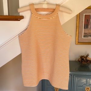 Marigold and white sleeveless top